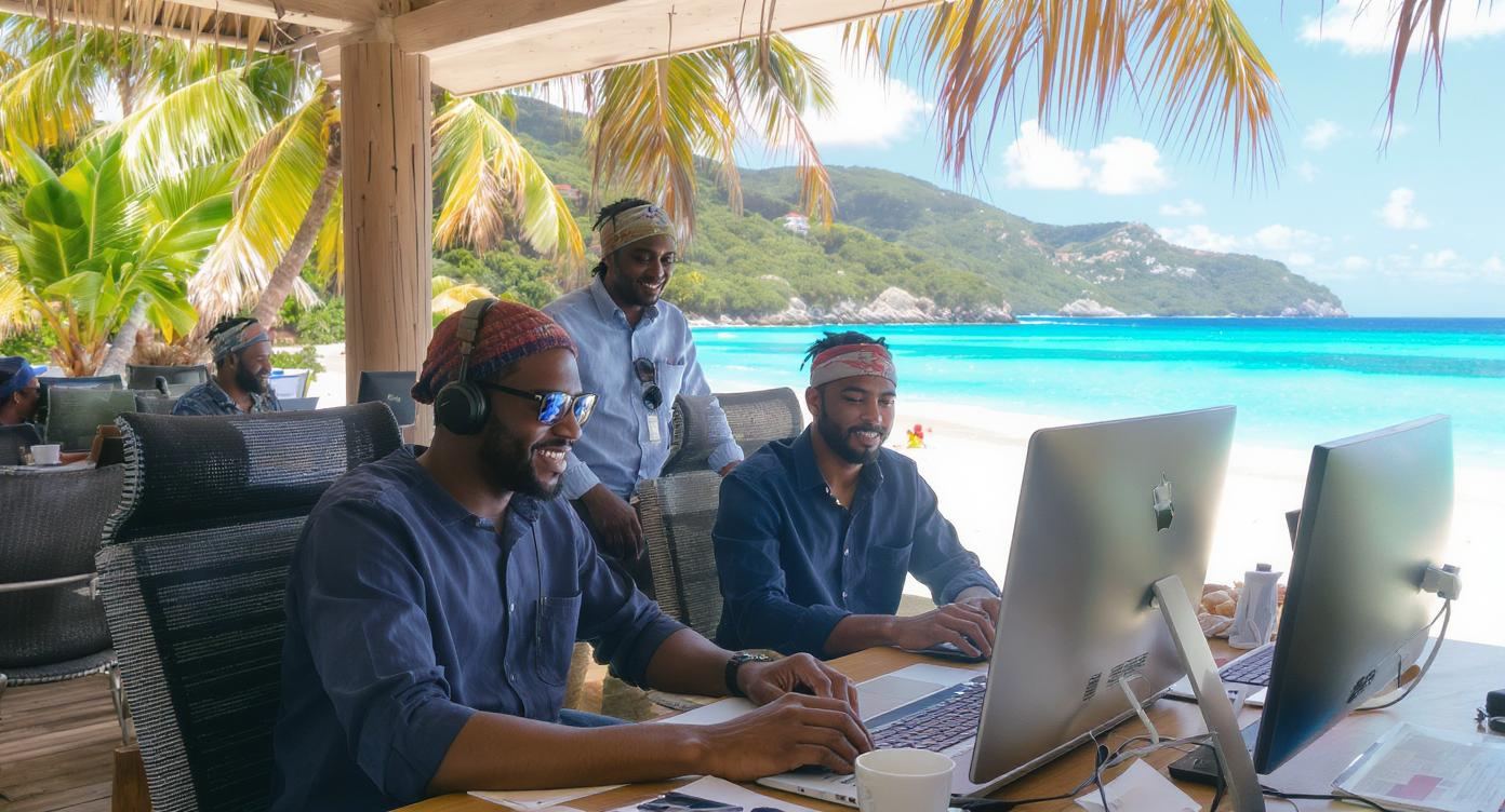 Femmes et hommes en bureau sur ordinateurs